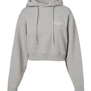 ROTATE Birger Christensen Viola Organic Cotton Cropped Hoodie Grey Sz S